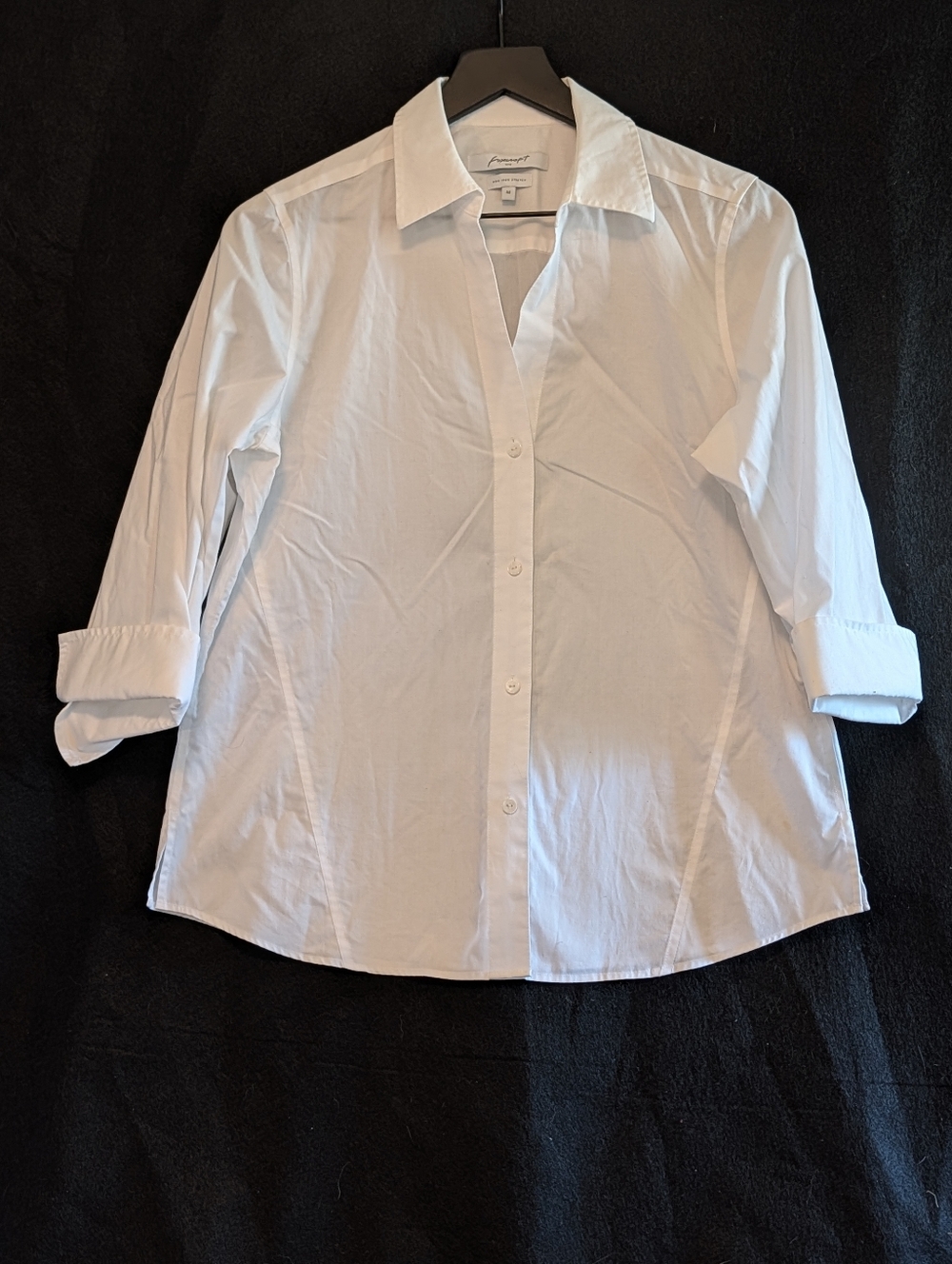 Foxcroft NYC Non Iron Stretch White Button Up Shirt Tailored Medium Office Work